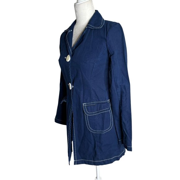 Libertine For Target Jacket Size XS Navy Blue Cotton Buttons Pockets Unlined - Picture 3 of 7